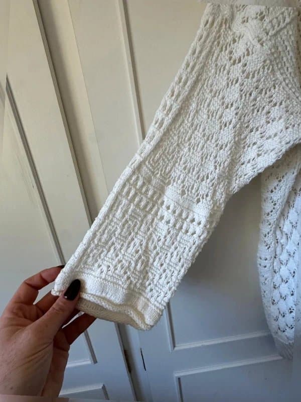 New Look New look Y2k White long crochet open Work knit Cardigan size small