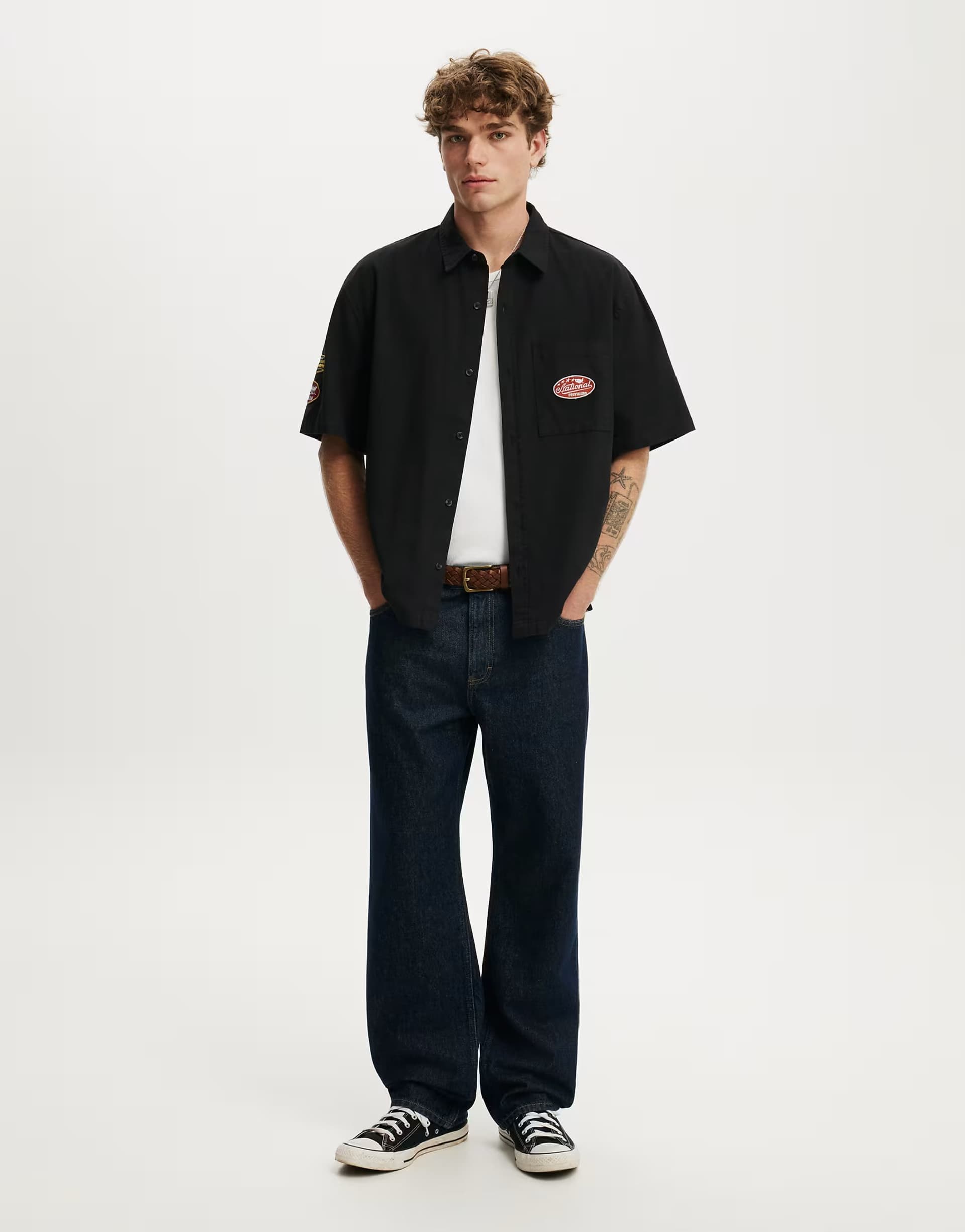 ASOS Cotton On Darcy short sleeve shirt in black