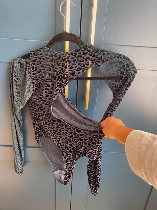 ASOS Leopard velvet cutout bodysuit- Size 6