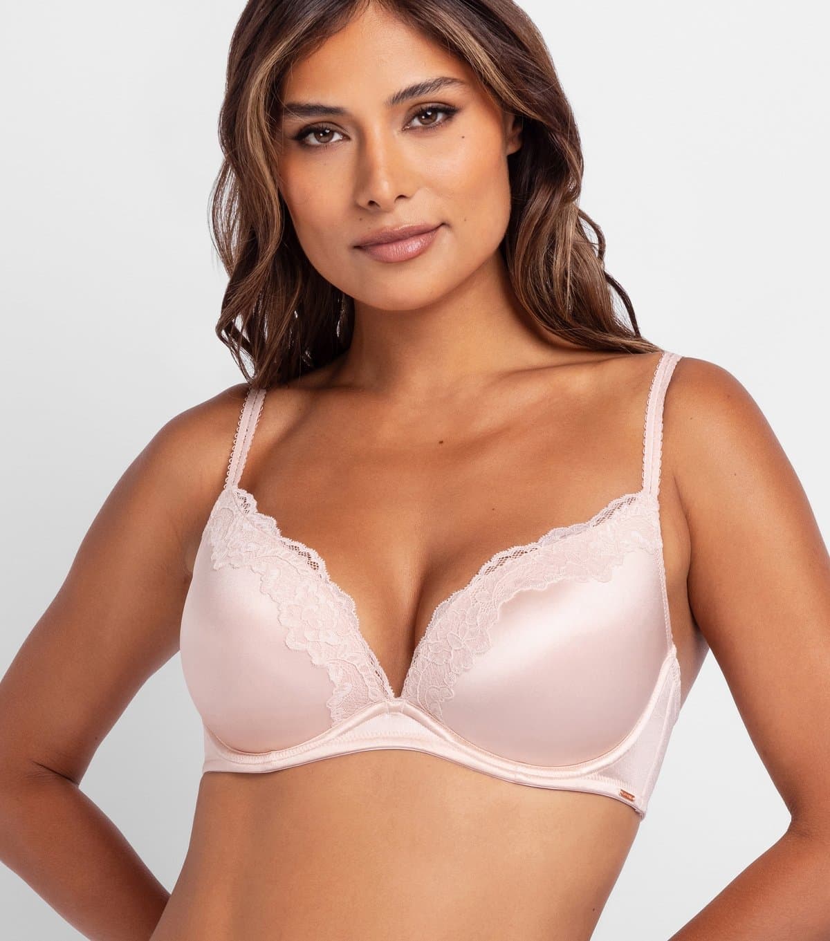 Dorina Women's Light Pink Lace Trimmed Plunge Bra Dorina New Look