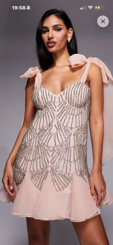ASOS ASOS luxe tie shoulder embellished mini dress