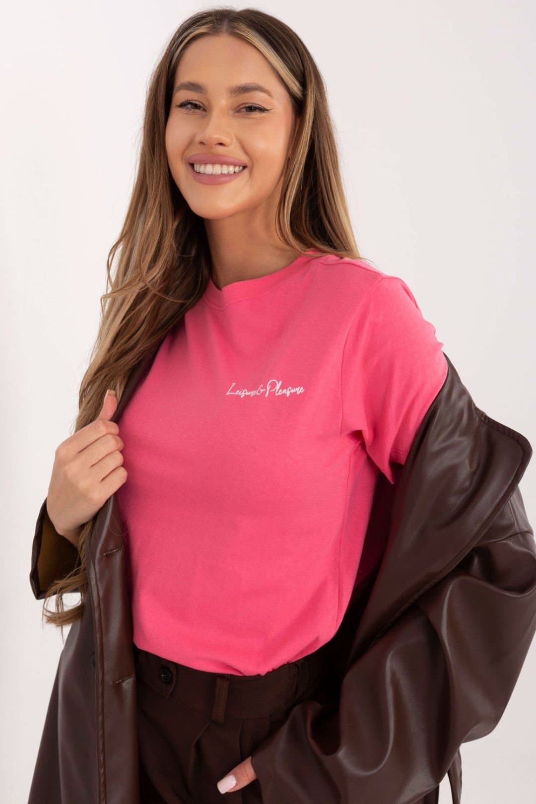 Love Lace Love Lace Women's Cotton Casual T-Shirt with Back Slogan in Pink