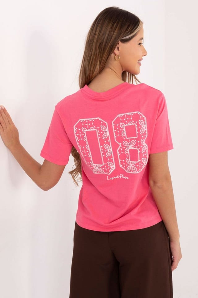 Love Lace Love Lace Women's Cotton Casual T-Shirt with Back Slogan in Pink - 3
