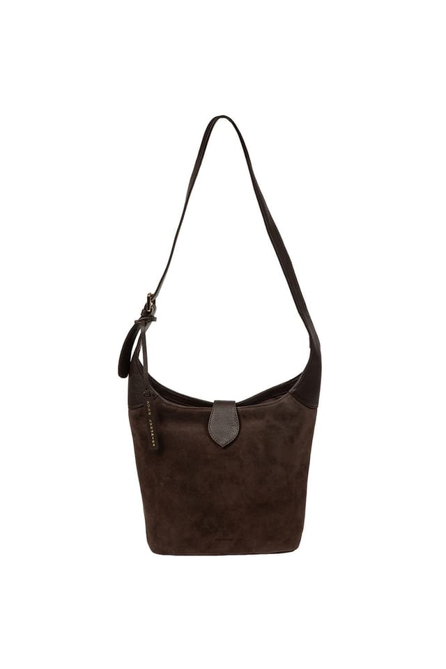 Pure Luxuries London Pure Luxuries London Women's 'Aria' Suede Shoulder Bag in Dark Brown - 2