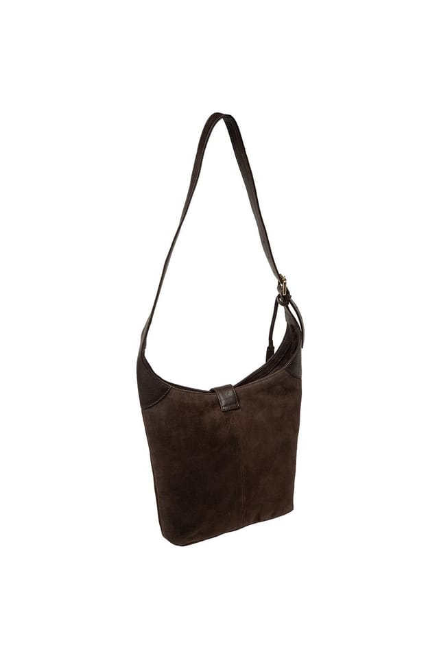 Pure Luxuries London Pure Luxuries London Women's 'Aria' Suede Shoulder Bag in Dark Brown - 3
