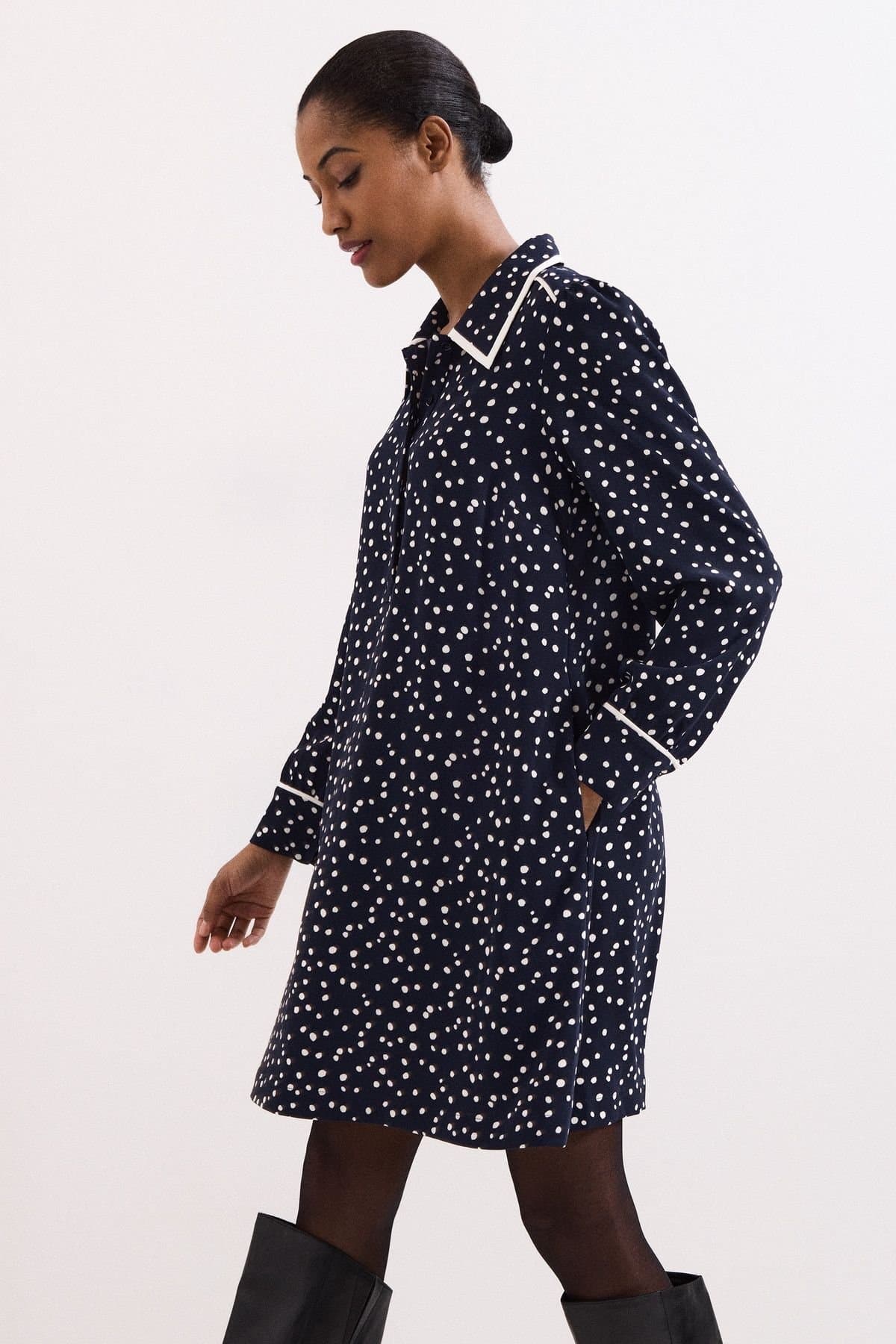 Phase Eight Phase Eight Women's Collared Mini Tunic Dress in Dark Navy