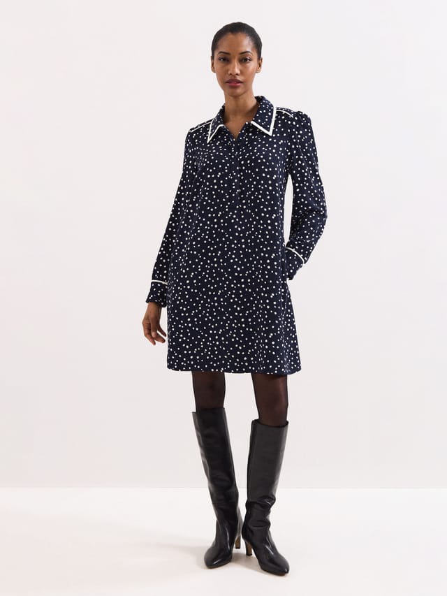 Phase Eight Phase Eight Women's Collared Mini Tunic Dress in Dark Navy - 2