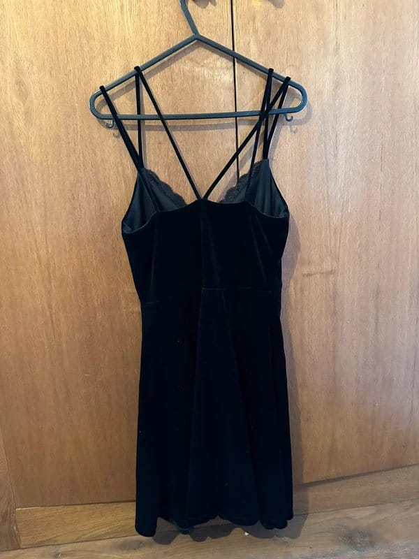 New Look Black Velvet Lace Mini Dress
