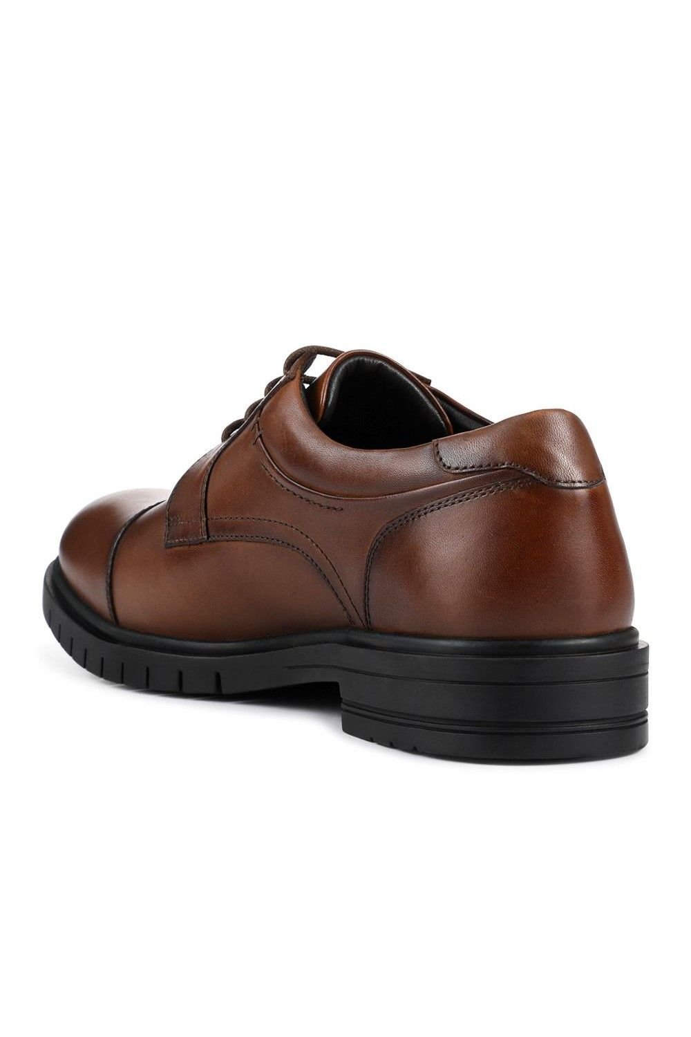 Pavers Pavers Men's Wide Fit Smart Leather Derby Shoes in Brown - 3