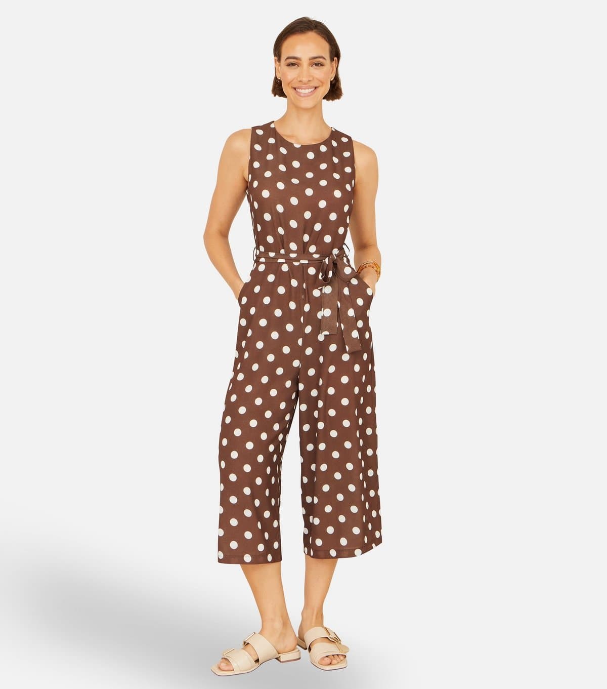 Yumi Women's Polka Dot Culotte Jumpsuit Yumi New Look