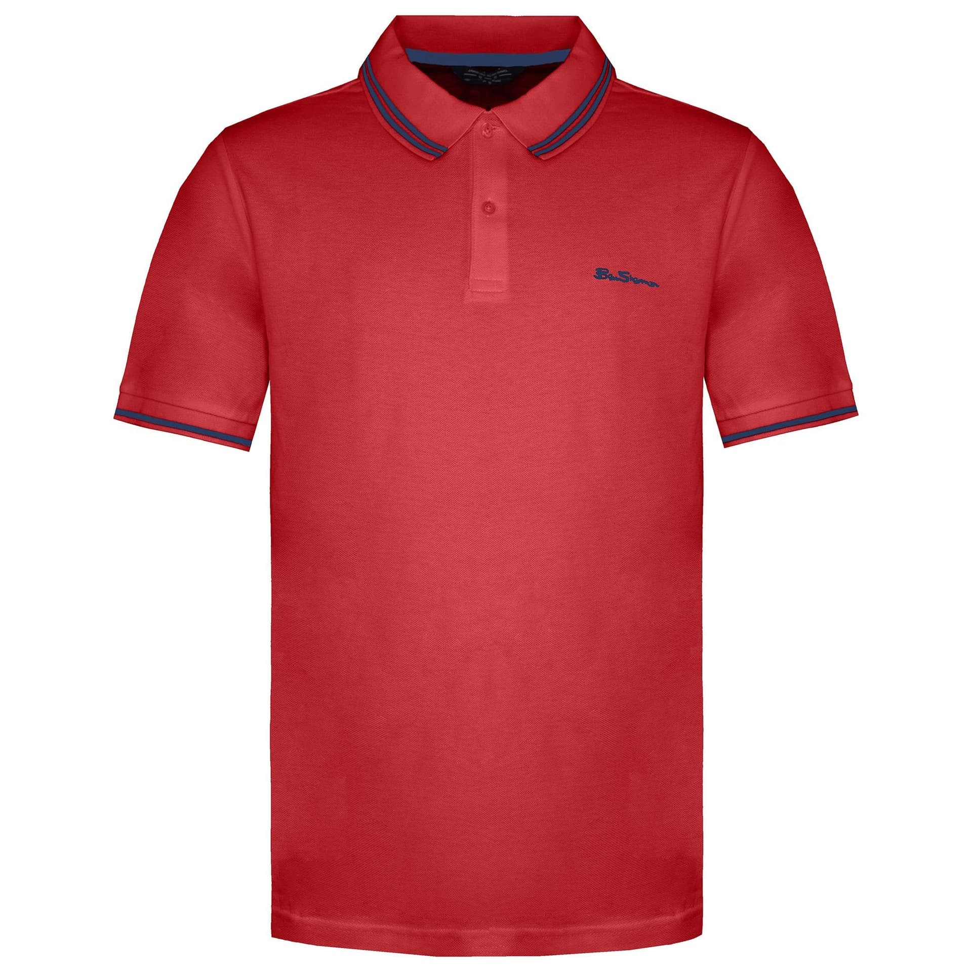 Ben Sherman Ben Sherman Men's Classic Fit Short Sleeve Collared Red Twin Tipped Polo Shirt
