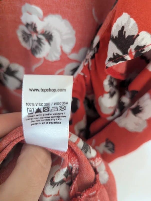 Topshop Vintage Kate Moss For Topshop Red Floral Pansy Print Ruffle Mini Dress Size UK 10
