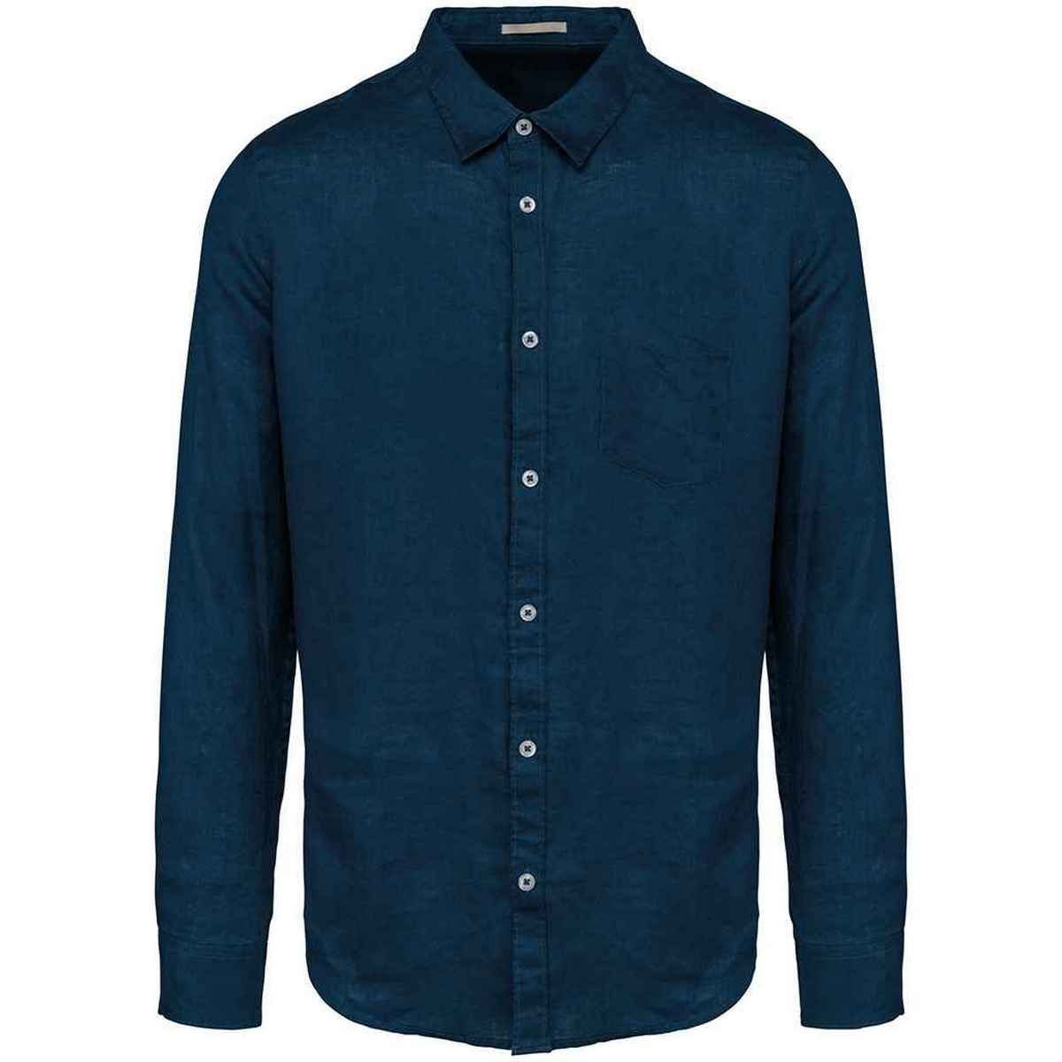 Spasso Spasso Men's Linen Long-Sleeved Shirt in Teal - 3