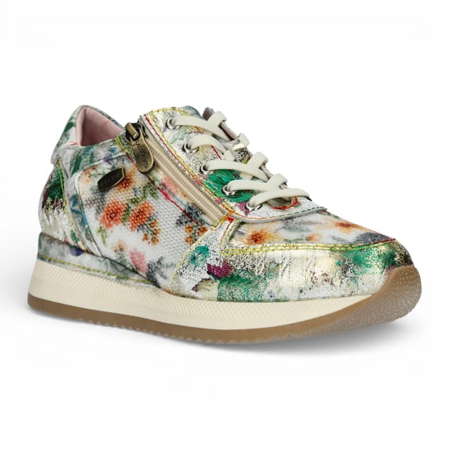laura vita Laura Vita Women's Floral Leather Trainers Sneaker Shoes - Gycmo 58 in Metallic Silver - 2