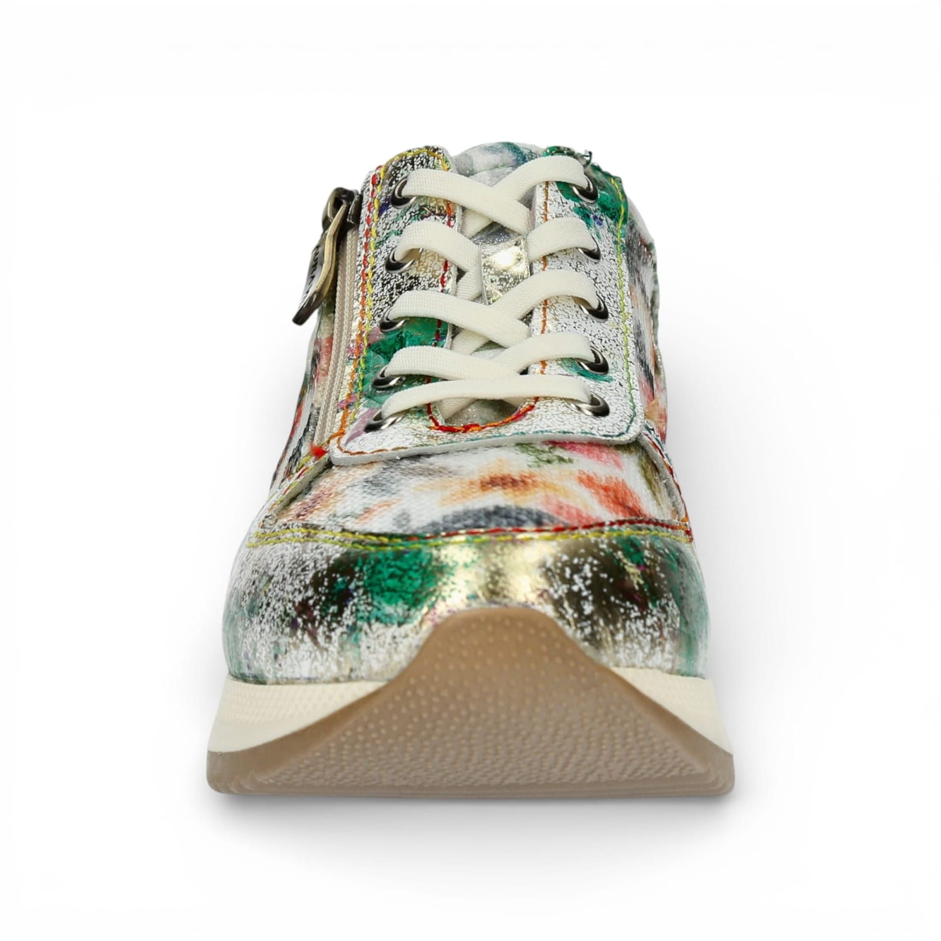 laura vita Laura Vita Women's Floral Leather Trainers Sneaker Shoes - Gycmo 58 in Metallic Silver - 4
