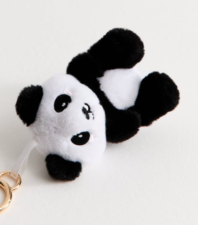 New Look Black Plush Panda Bear Bag Charm New Look - 3
