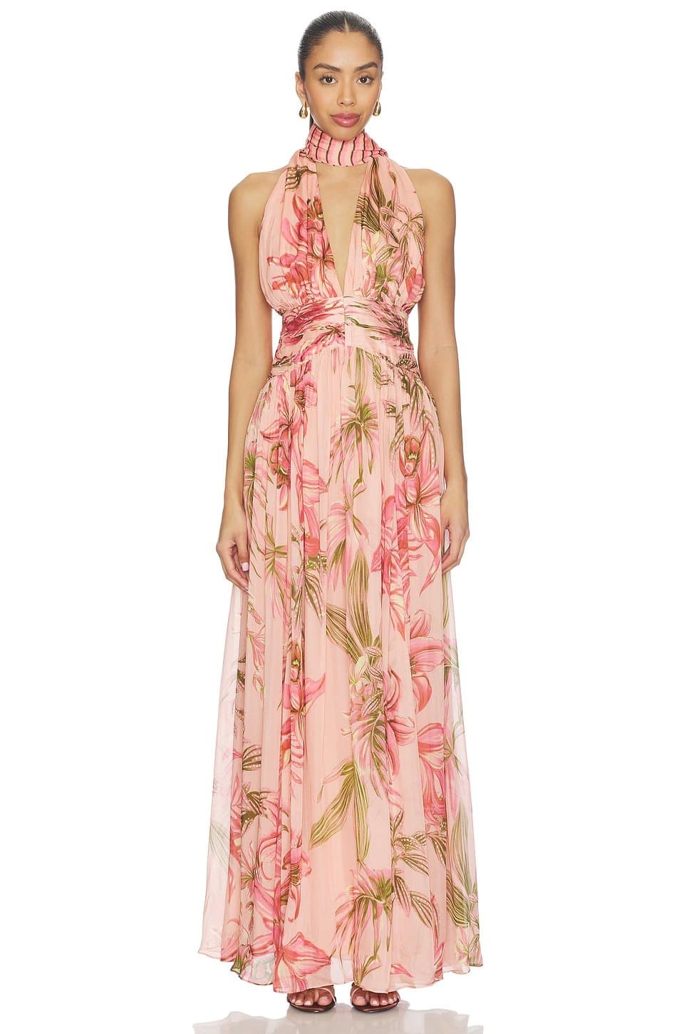 revolve Ruched Sash Maxi Dress
