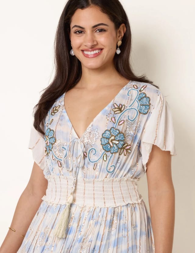 Blue Vanilla Embellished Metallic Mini Dress - 2