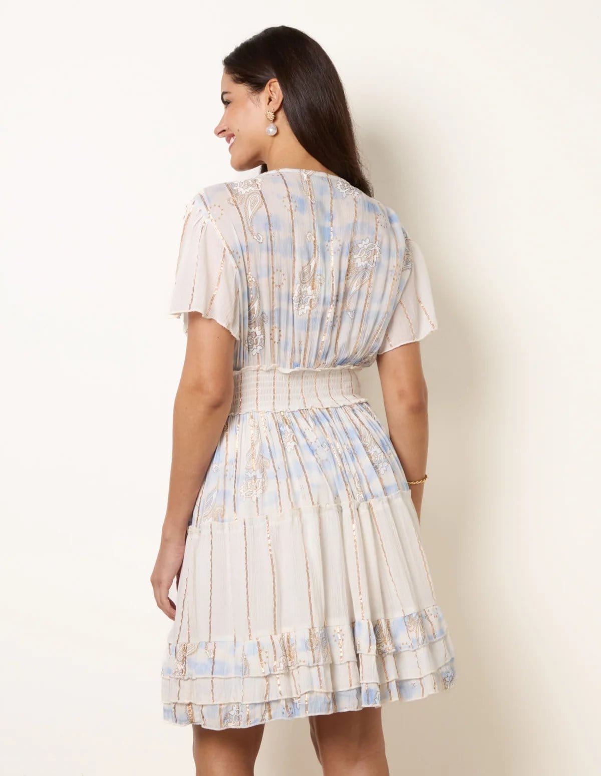 Blue Vanilla Embellished Metallic Mini Dress - 4
