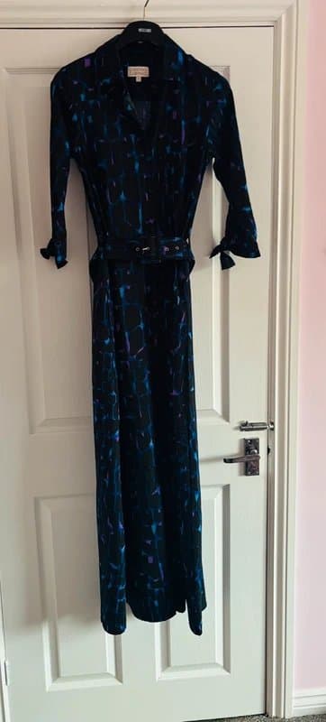 Dancing Leopard Dancing leopard maxi plunge shirt dress wedding party holiday work pockets same day post
