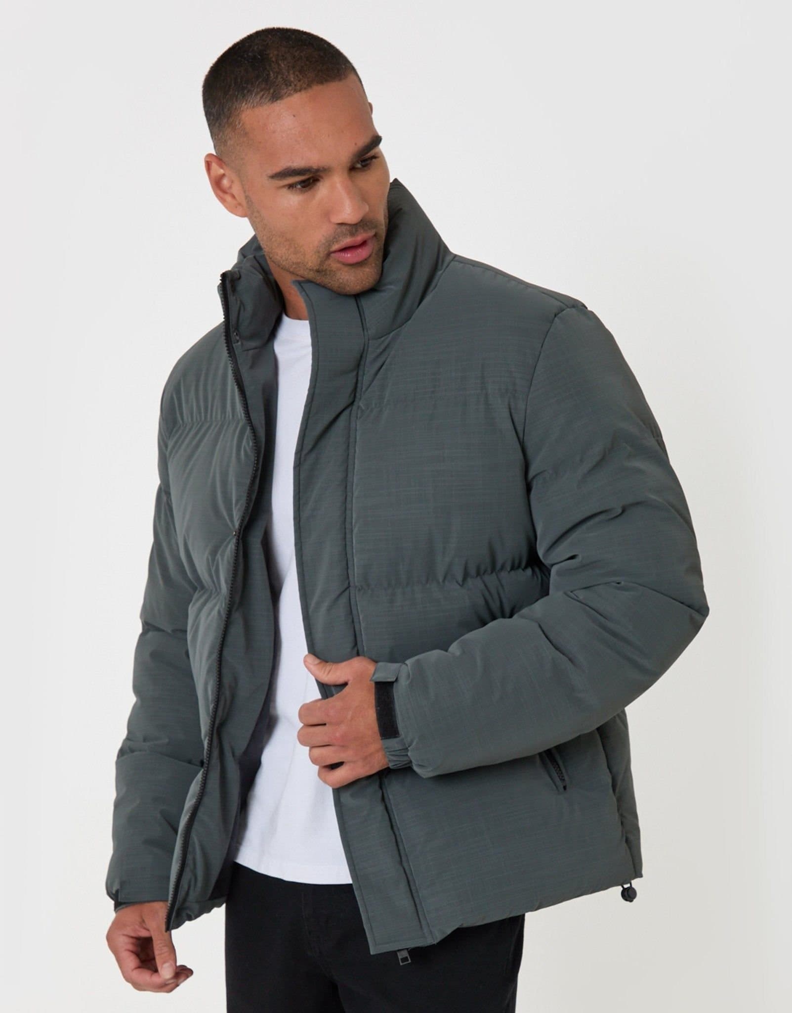 Threadbare threadbare Men's Funnel Neck Puffer Coat in Grey