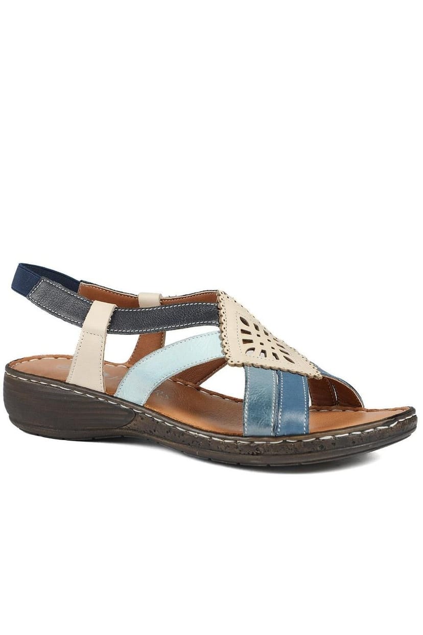 Pavers Pavers Women's Leather Slingback Sandals in Blue - 1