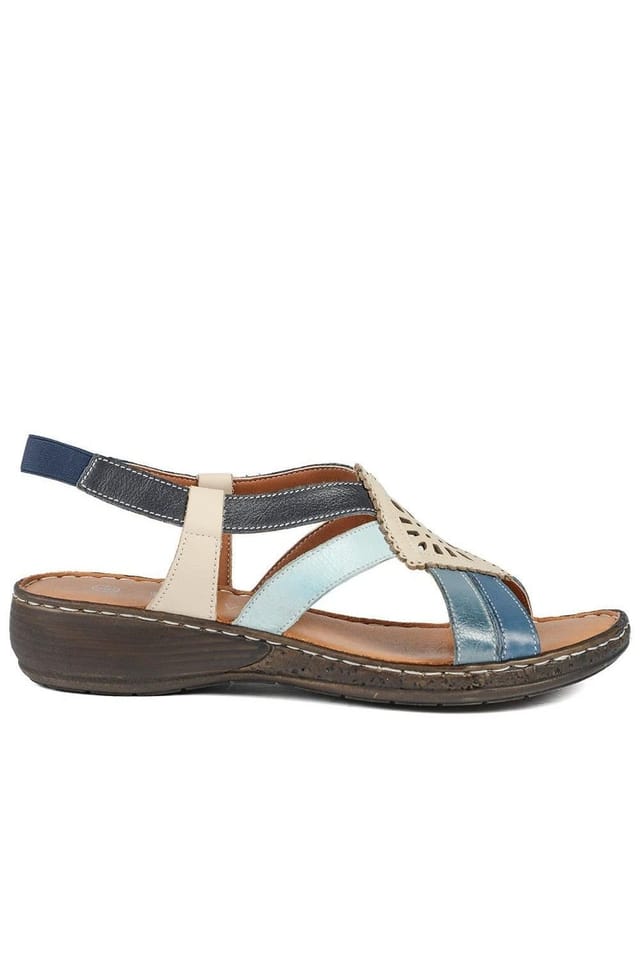 Pavers Pavers Women's Leather Slingback Sandals in Blue - 2