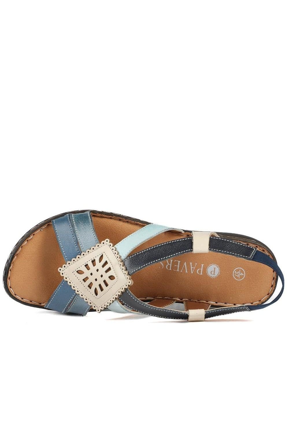Pavers Pavers Women's Leather Slingback Sandals in Blue - 4