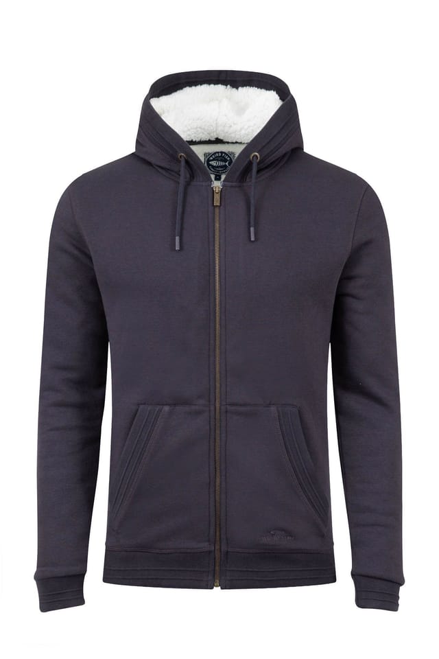 Weird Fish Weird Fish Men's Camborne Borg Lined Full Zip Hoodie in Midnight - 2