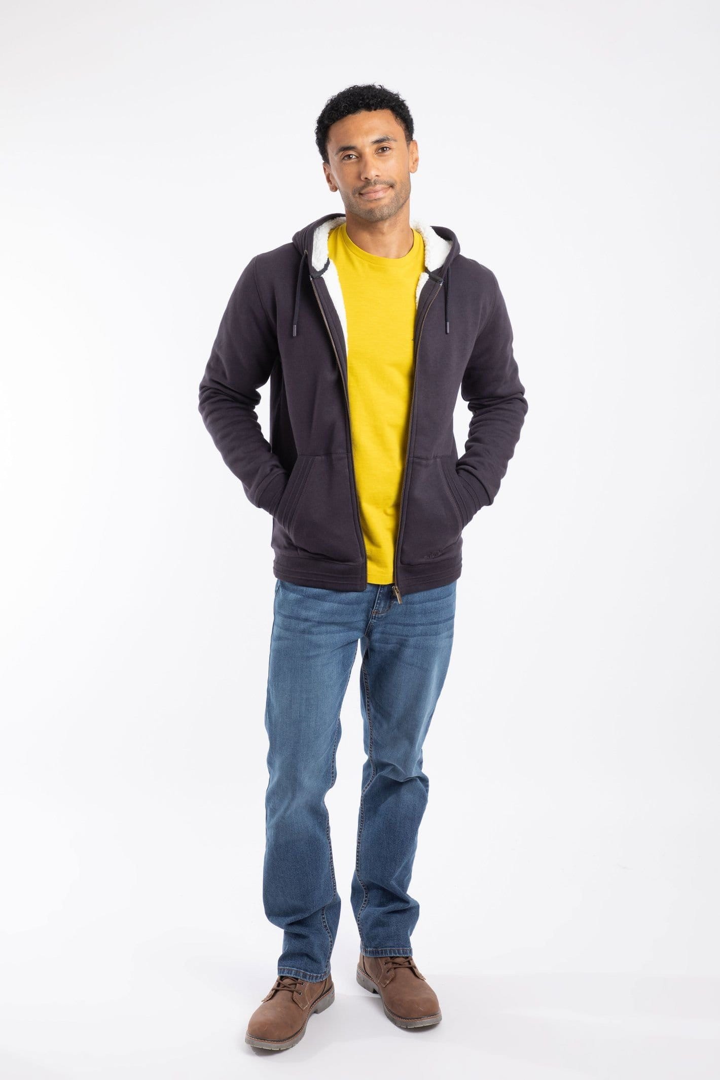 Weird Fish Weird Fish Men's Camborne Borg Lined Full Zip Hoodie in Midnight - 4