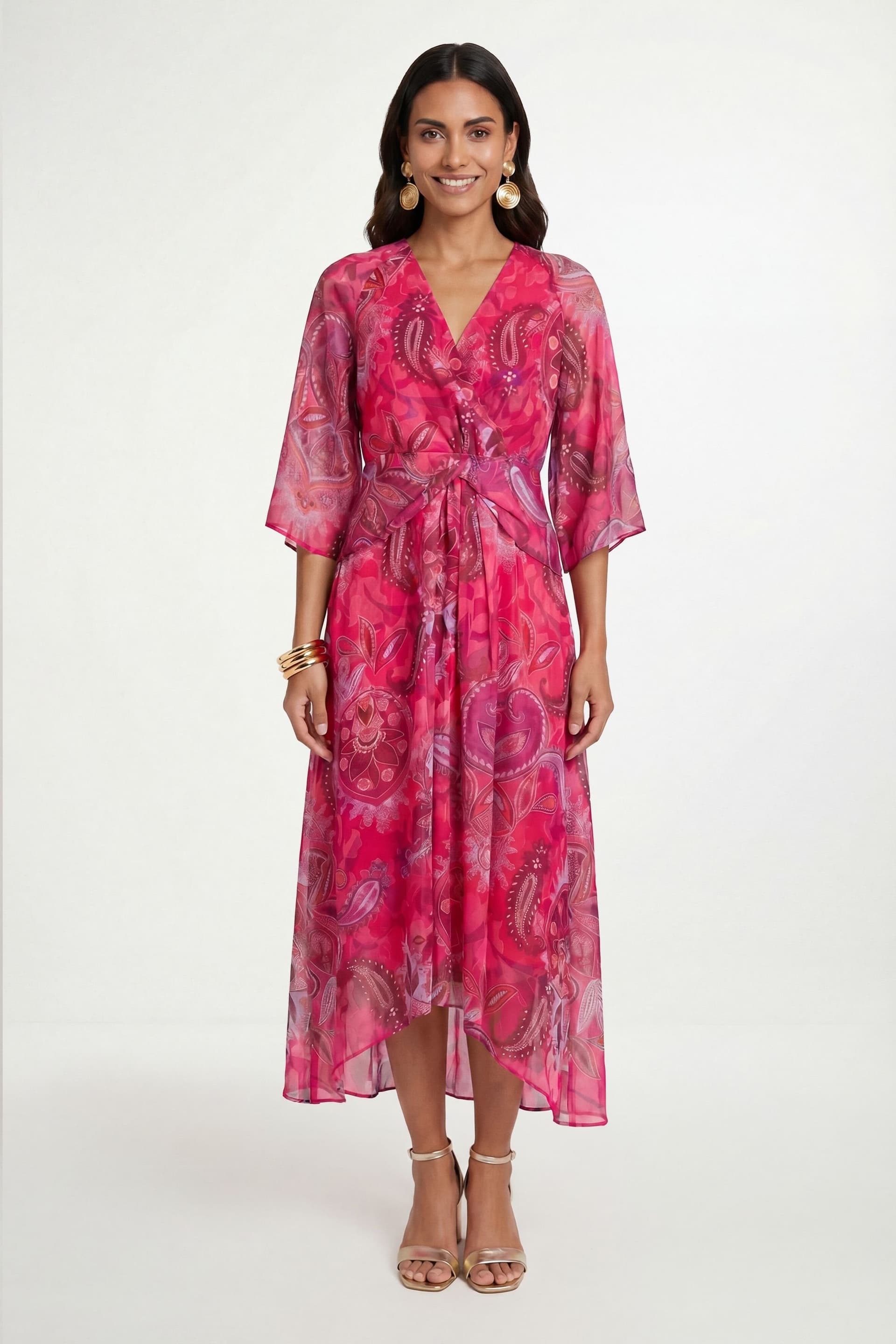 Wallis Wallis Women's Paisley Burn Out Twist Midaxi Dress in Pink