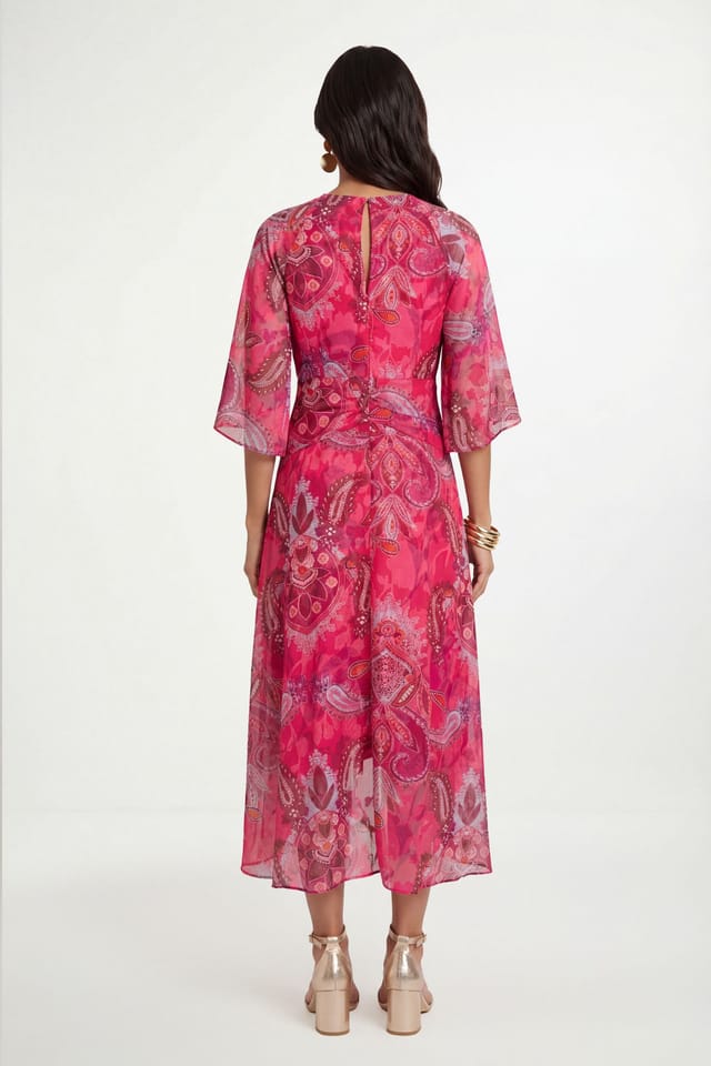 Wallis Wallis Women's Paisley Burn Out Twist Midaxi Dress in Pink - 2