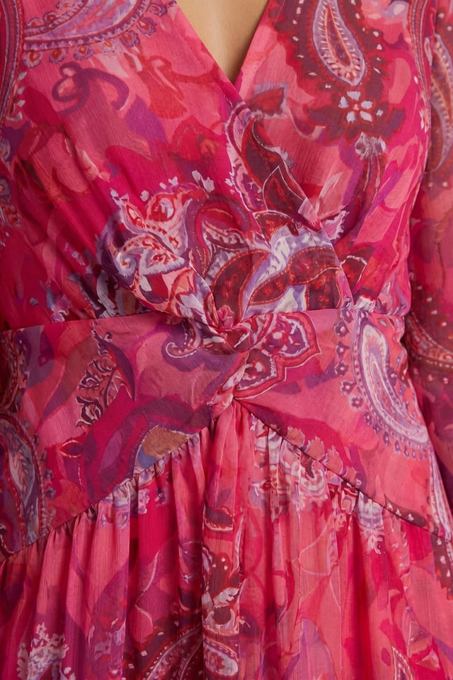 Wallis Wallis Women's Paisley Burn Out Twist Midaxi Dress in Pink - 3