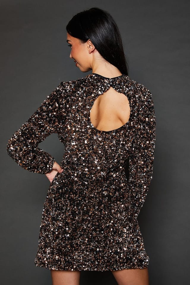 Dorothy Perkins Dorothy Perkins Women's Dp Luxe Bronze Multi Sequin Mini Dress - 3