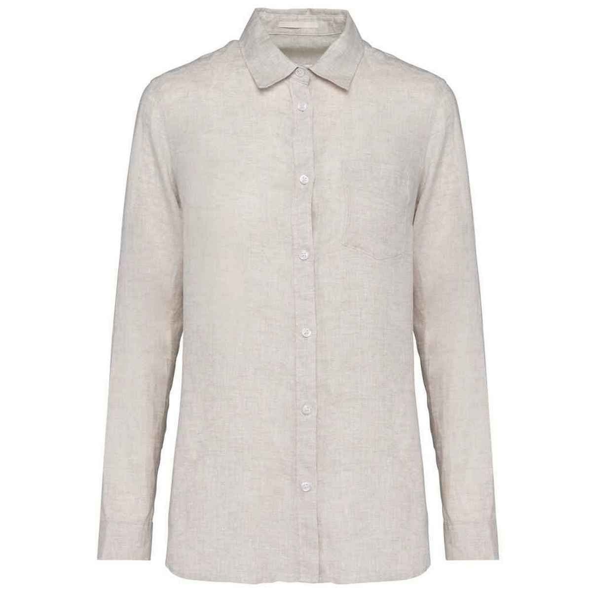 Spasso Spasso Women's Linen Long-Sleeved Shirt in Beige