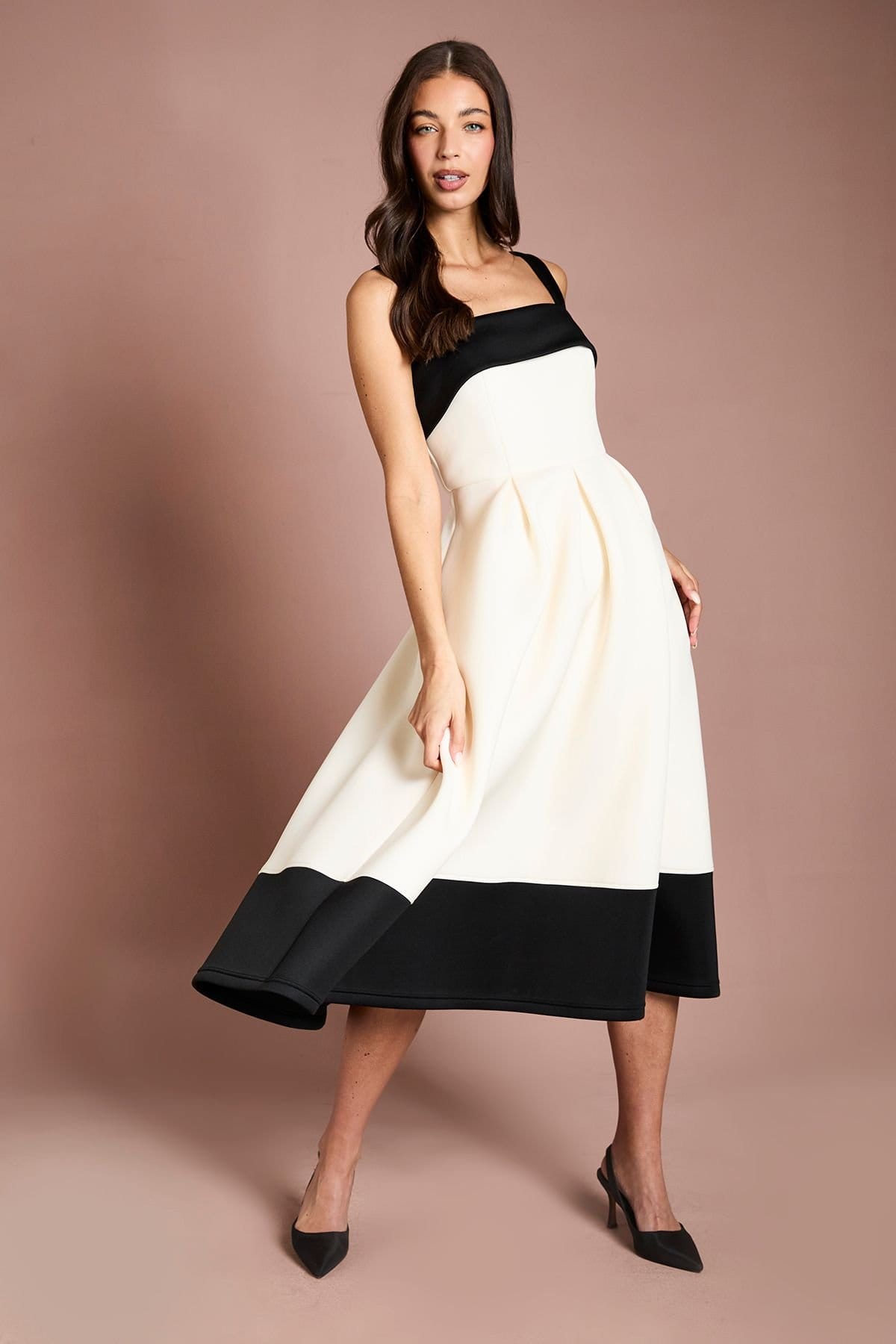 Coast Mono Strappy Printed Scuba Midi Dress