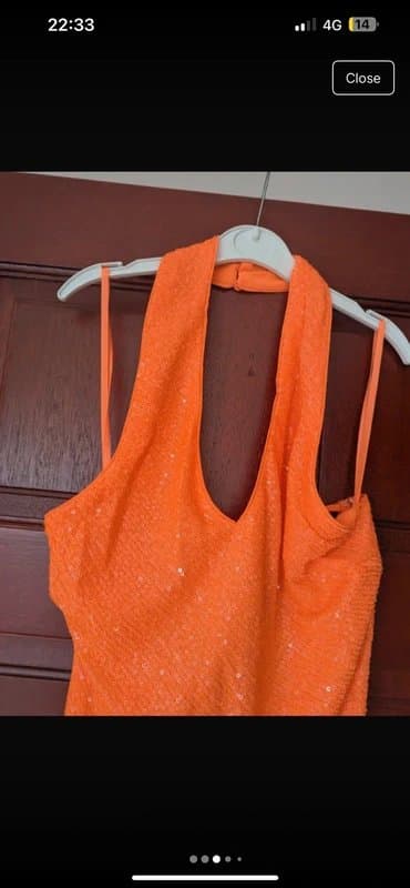 ASOS ASOS Orange embellished sequin halterneck mini dress