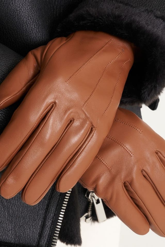 Barneys Originals Barneys Originals Women's Gift Boxed Tan Real Leather Gloves - 3