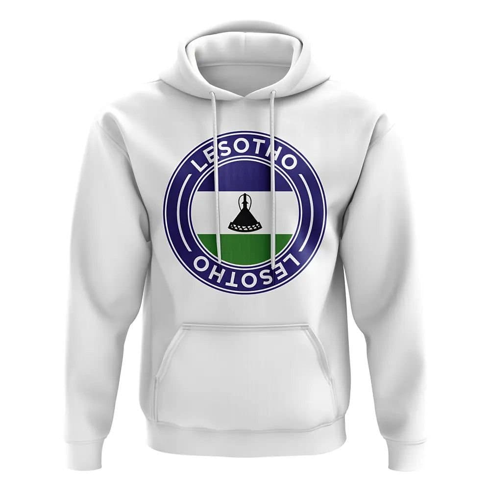 Lesotho Lesotho Men's Personalised Football Badge Hoodie in White
