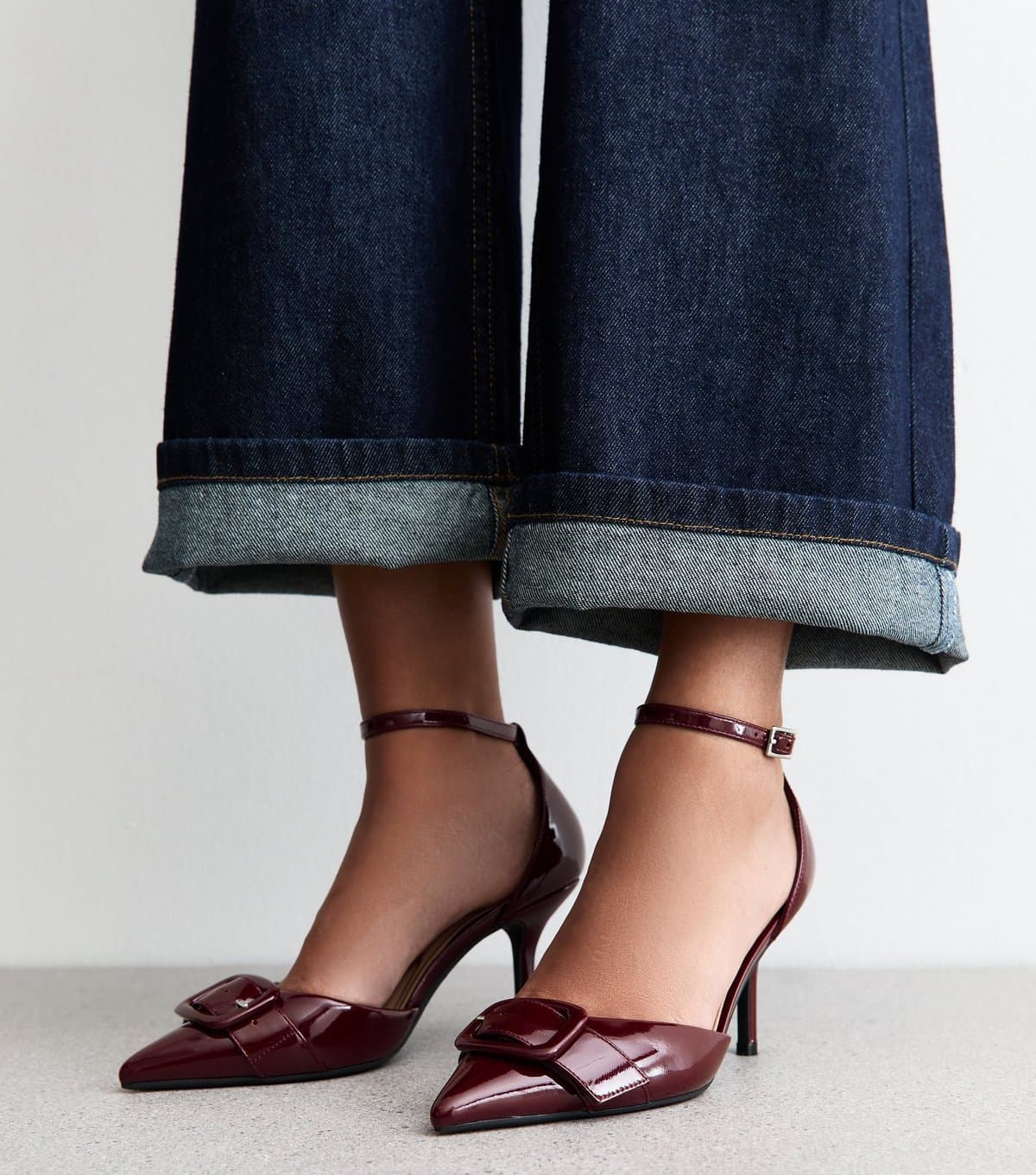 New Look New Look Burgundy Faux Patent Leather Stiletto Heels