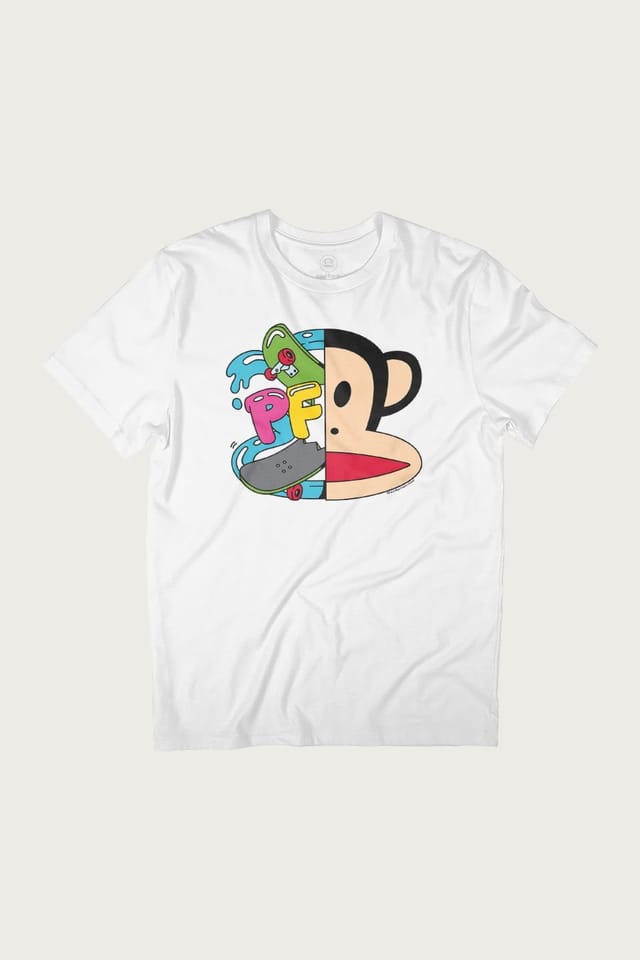 Paul Frank Paul Frank Men's Julius Skateboard Face Logo T-Shirt in White - 2