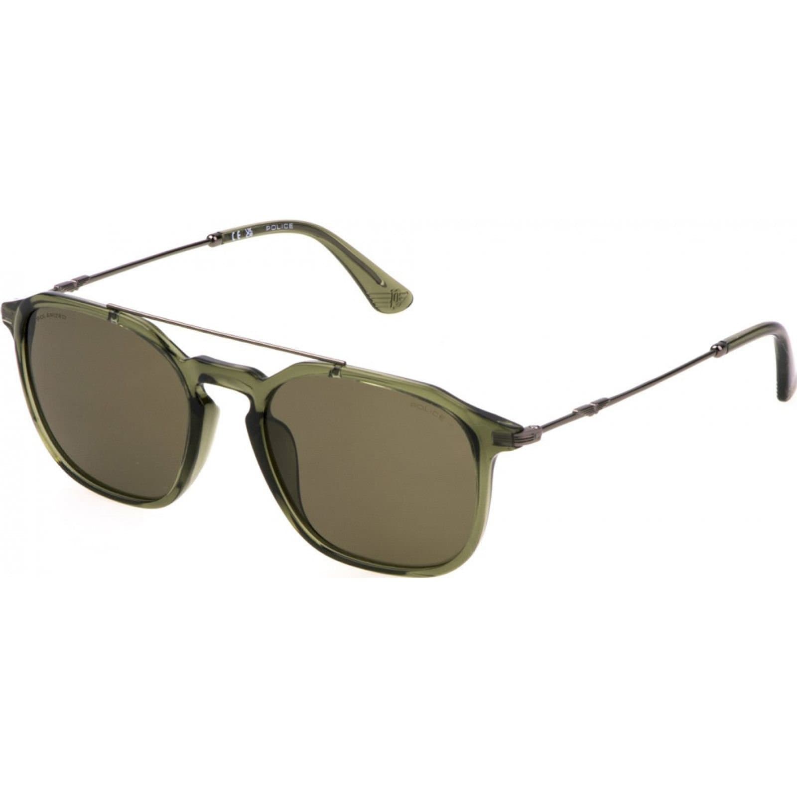 Police Police Men's SPLL76-53G61P Square/Rectangle Sunglasses in Green