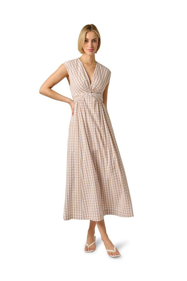 Adrianna Papell Adrianna Papell Women's Twist Front Midi Dress in Beige - 2