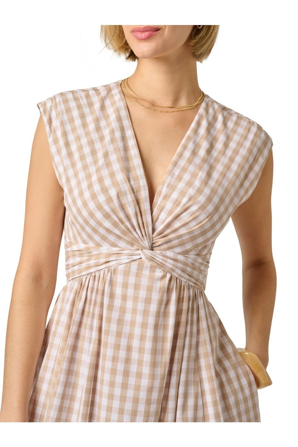 Adrianna Papell Adrianna Papell Women's Twist Front Midi Dress in Beige - 4