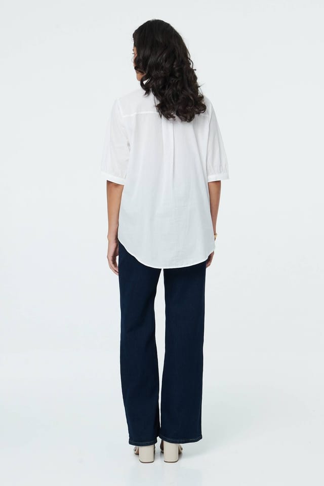 Izabel London Izabel London Women's Floral 1/2 Sleeve Embroidered Shirt in White - 3