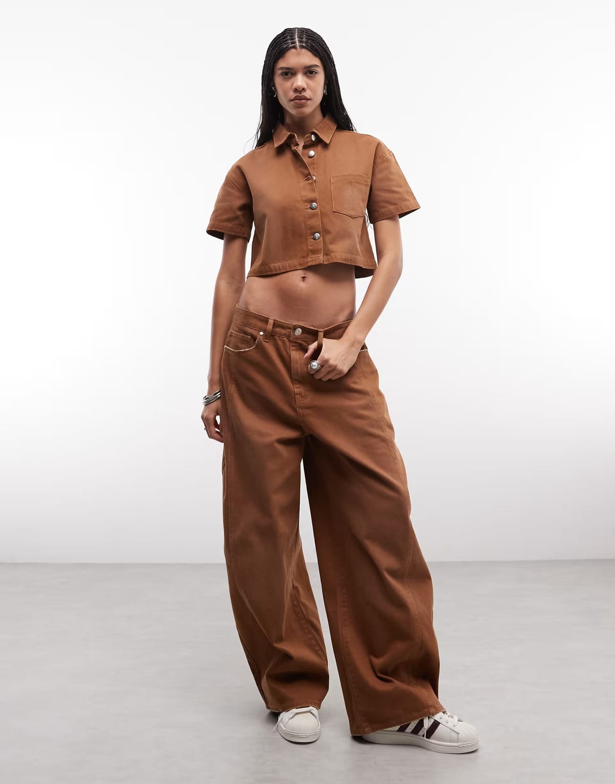 ASOS Liquor N Poker baggy horseshoe jeans co-ord in washed chocolate - 1