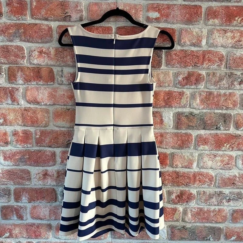 ASOS Navy Striped Pleated Dress