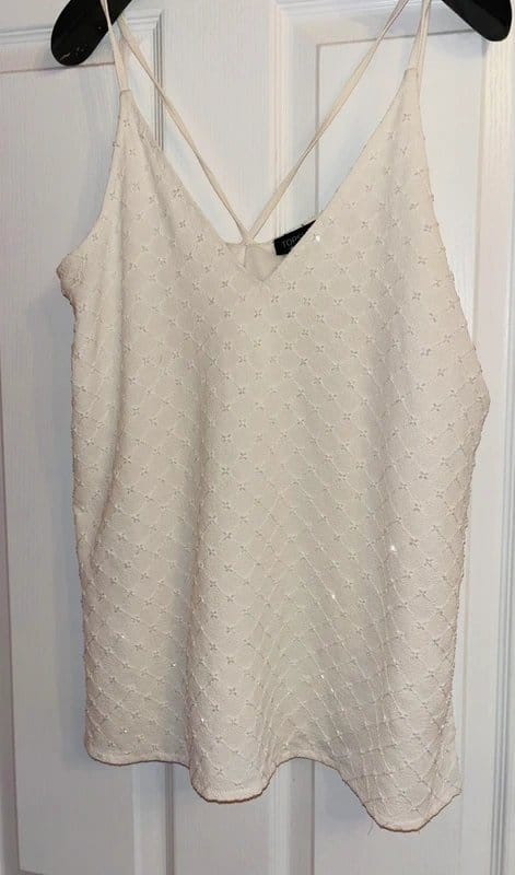 Topshop Cream Sequined Cami Top