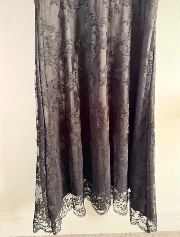 Unknown Black Gothic Lace Corset Maxi Dress Strapless Lace Up Back UK 10-12 Prom