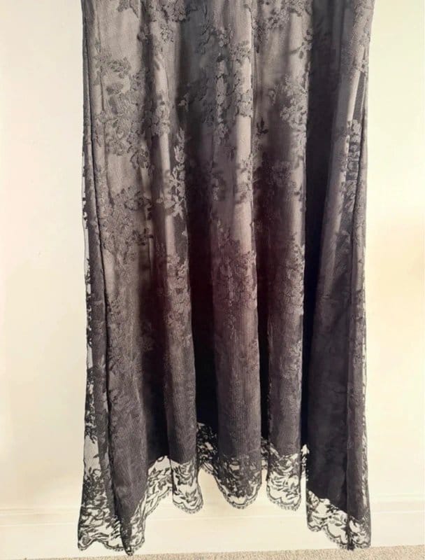 unknown Black Gothic Lace Corset Maxi Dress Strapless Lace Up Back UK 10-12 Prom - 1